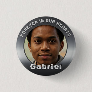 Silver Metallic look Foto Memorial Ronde Button 3,2 Cm