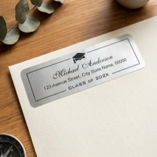 Silver Metallic look Gradup Afstudeerder Afstudere Etiket