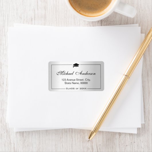 Silver Metallic look Gradup Afstuderen Etiket (Insitu)