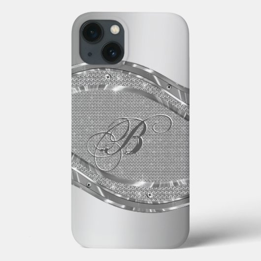 Silver Metallic look met diamanten patroon Case-Mate iPhone Case (Achterkant)