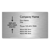 Silver Metallic look Photo Template Magnetisch Visitekaartje (Voorkant)