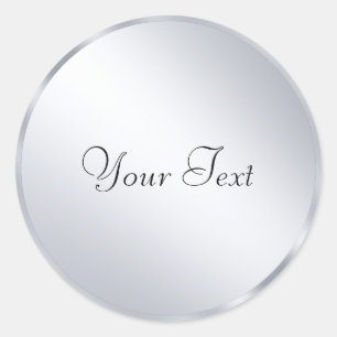Silver Metallic look Sjabloon Jouw tekst toevoegen Ronde Sticker