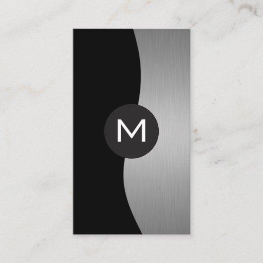 Silver Metallic Luxe Monogram Visitekaartje (Voorkant)
