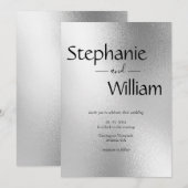 Silver Metallic Modern Elegant Stylish Wedding Kaart (Voorkant / Achterkant)