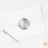 Silver Metallic Modern Elegant Wedding Ronde Sticker (Envelop)