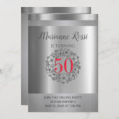 Silver Metallic Online Virtual 50th Birthday Kaart (Voorkant / Achterkant)