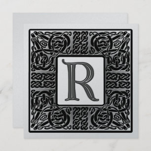 Silver Metallic R Monogram Uitnodiging