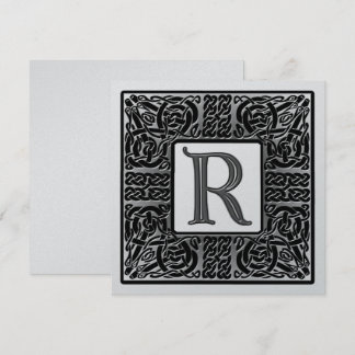 Silver Metallic R Monogram Uitnodiging