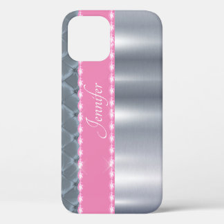 Silver Metallic roze Persoonlijk Hoesje-Mate Samsu iPhone 12 Pro Hoesje