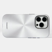 Silver Metallic Texture Stainless Steel Look Case-Mate iPhone Case (Achterkant (horizontaal))
