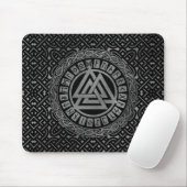 Silver Metallic Valknut Symbool op Keltisch Patroo Muismat (Met muis)