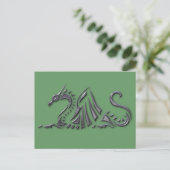 Silver Metallic Zee Dragon Briefkaart (Staand voorkant)