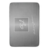Silver Metlic modern script monogram naam Badmat (Voorkant Verticaal)