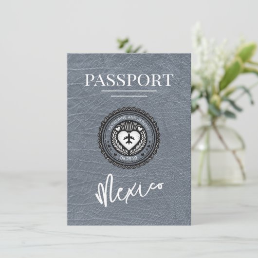 Silver Mexico Passport Bewaar de datum Save The Date (Staand voorkant)
