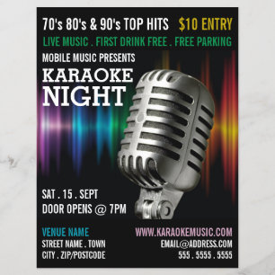 Silver Microphone, Karaoke Event Adverteren Flyer