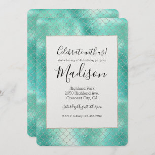 Silver Mint Mermaid Birthday Kaart