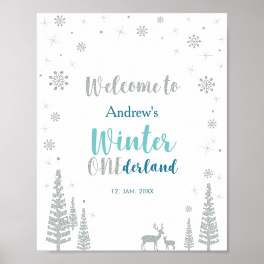 Silver Mint Winter Boy Affiche de bienvenue de fêt (Devant)