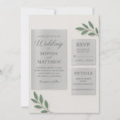 Silver Mirror Acrylic Wedding Invitation Set with  (Devant)