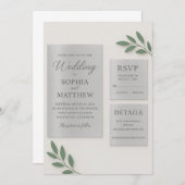 Silver Mirror Acrylic Wedding Invitation Set with  (Devant / Derrière)