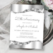 Silver Mirror Foil 25th Anniversary Invitation