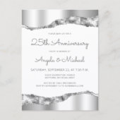 Silver Mirror Foil 25th Anniversary Invitation Briefkaart (Voorkant)