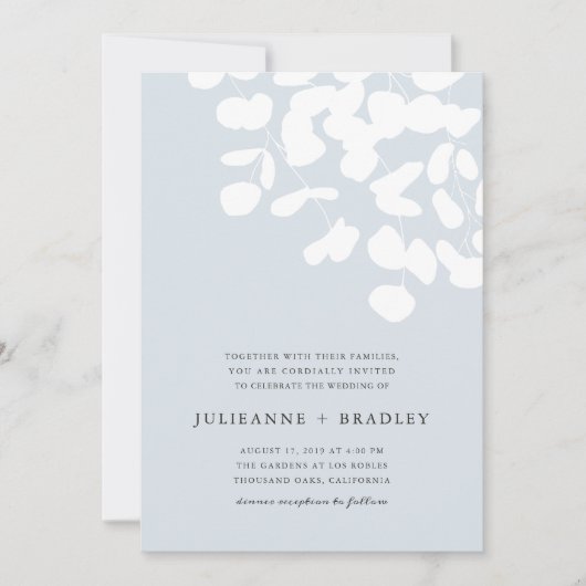 Silver Mist Eucalyptus Greenery Modern Wedding Kaart (Voorkant)