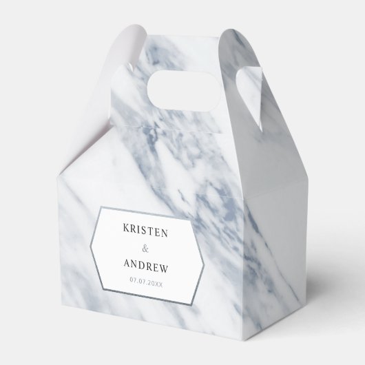 Silver Modern | Marmer Wedding Favor Box Bedankdoosjes (Voorkant Zijde)