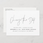 Silver Modern Wijzig de datum Aankondigingskaart (Voorkant / Achterkant)