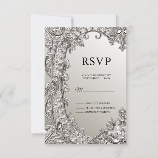 Silver moderne RSVP-kaart RSVP Kaartje (Voorkant)
