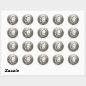 Silver Monogram E Envelope Seal Ronde Sticker (Vel)