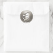 Silver Monogram E Envelope Seal Ronde Sticker (Tas)