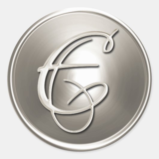 Silver Monogram E Envelope Seal Ronde Sticker (Voorkant)
