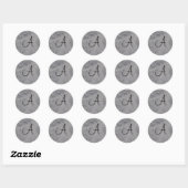Silver Monogram Envelope Seal Ronde Sticker (Vel)