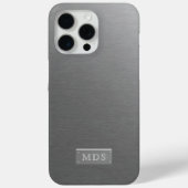 Silver Monogram Faux, geborsteld Metaal Kijk Case-Mate iPhone Case (Achterkant)