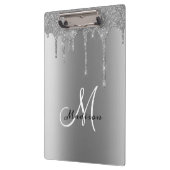 Silver Monogram Glitter Drips  naam Klembord (Links)