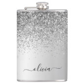 Silver Monogram Glitter Sparkle Girly Script Heupfles (Voorkant)