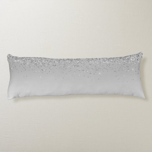 Silver Monogram Glitter Sparkle Girly Script Lichaamskussen (Achterkant)