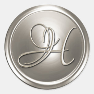 Silver Monogram H Envelope Seal Ronde Sticker
