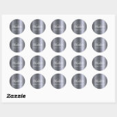 Silver monogram initialen minimalistisch script ronde sticker (Vel)