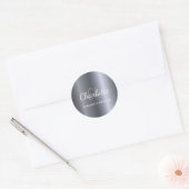 Silver monogram initialen minimalistisch script ronde sticker (Envelop)