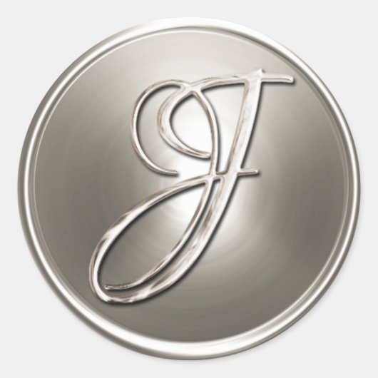 Silver Monogram J Envelope Seal Ronde Sticker (Voorkant)