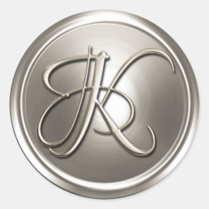 Silver Monogram K Envelope Seal Ronde Sticker