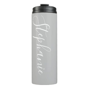 Silver Monogram modern script Thermal Tumbler Thermosbeker