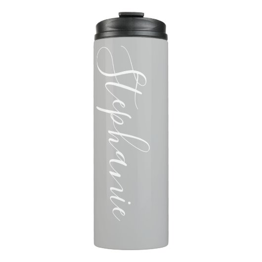 Silver Monogram modern script Thermal Tumbler Thermosbeker (Voorkant)
