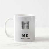 Silver monogram naam bedrijf logo koffiemok (Links)