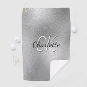 Silver monogram naam minimalist golfhanddoek (Insitu)