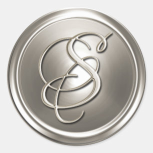 Silver Monogram S Envelope Seal Ronde Sticker