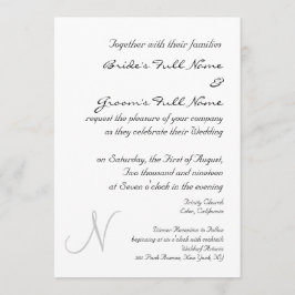 SILVER MONOGRAM WEDDING INVITATION SJABLOON KAART