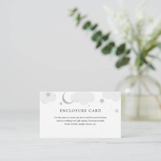 Silver Moon en Blue Clouds Enclosure Card Informatiekaartje (Staand voorkant)
