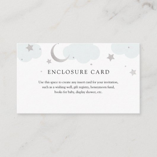 Silver Moon en Blue Clouds Enclosure Card Informatiekaartje (Voorkant)